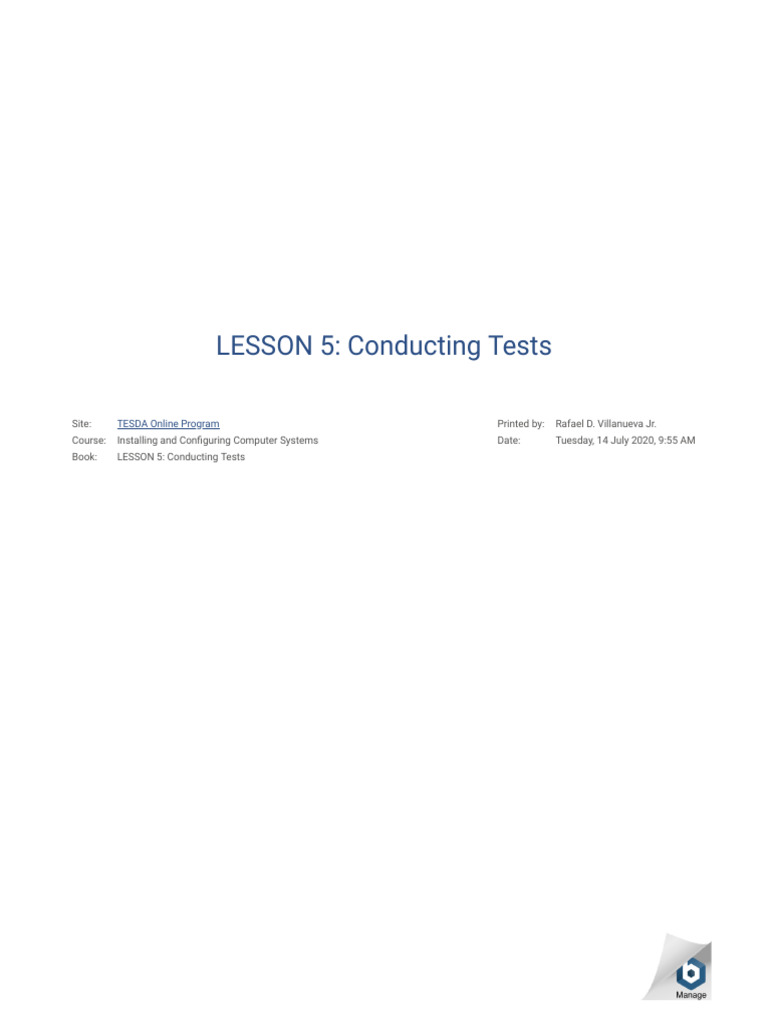 LESSON 5 Conducting Tests | PDF