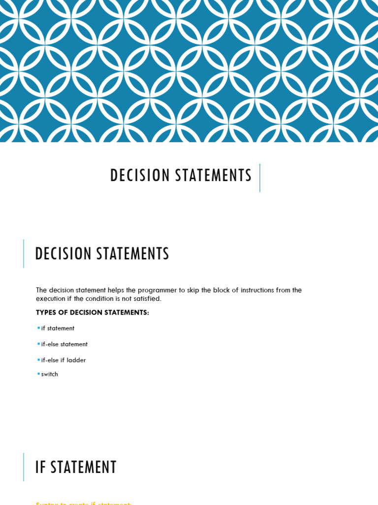 4 - Decision Statements | PDF