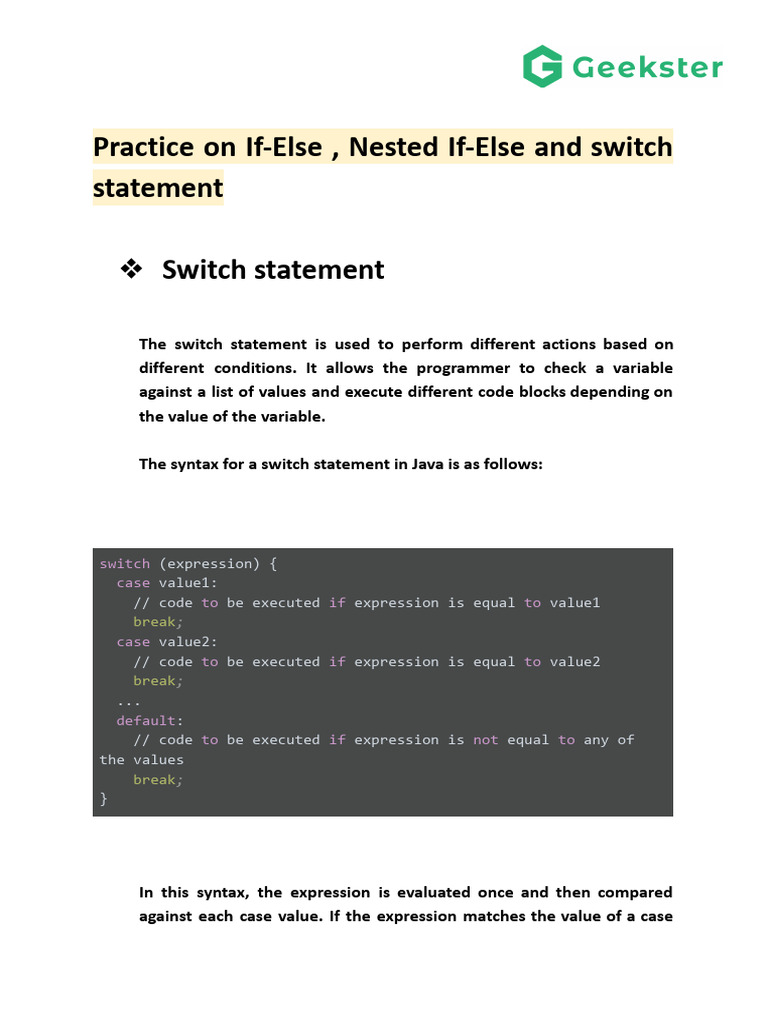 DAY6 Practice On If-Else and Nested If-Else | PDF
