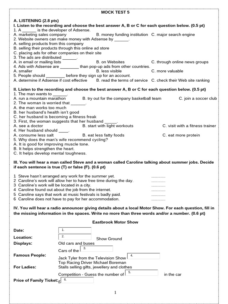 Mock Test 5 - HS | PDF