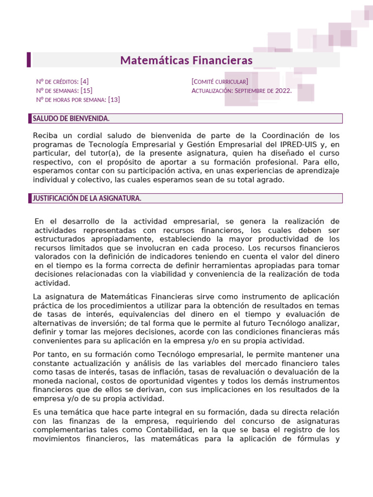 Matematicas Financieras | PDF