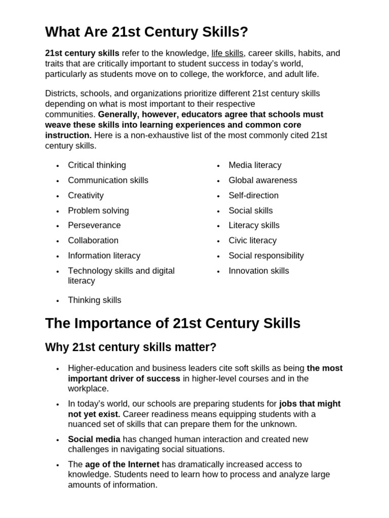 What Are 21st Century Skills | PDF
