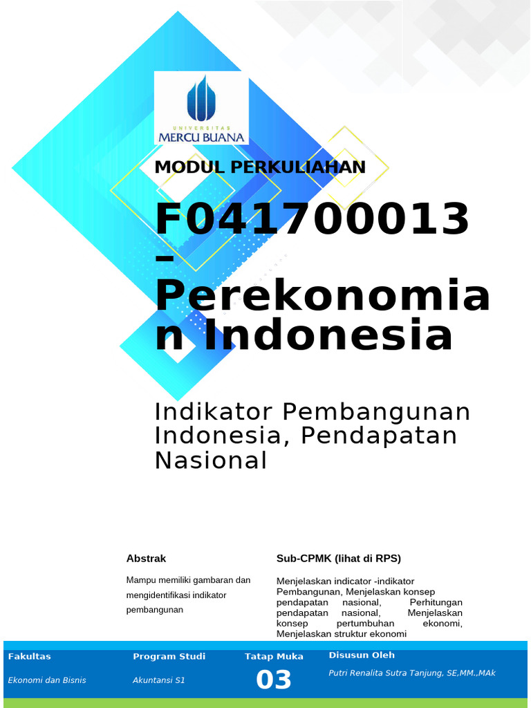 Modul 03 New Template - Indikator Pembangunan | PDF