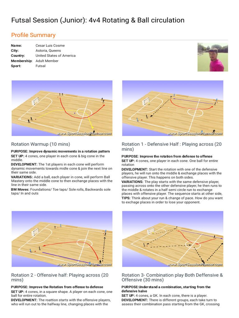 Futsal - 4v4 Rotating & Ball Circulation (Tactical - Team Rotation | PDF