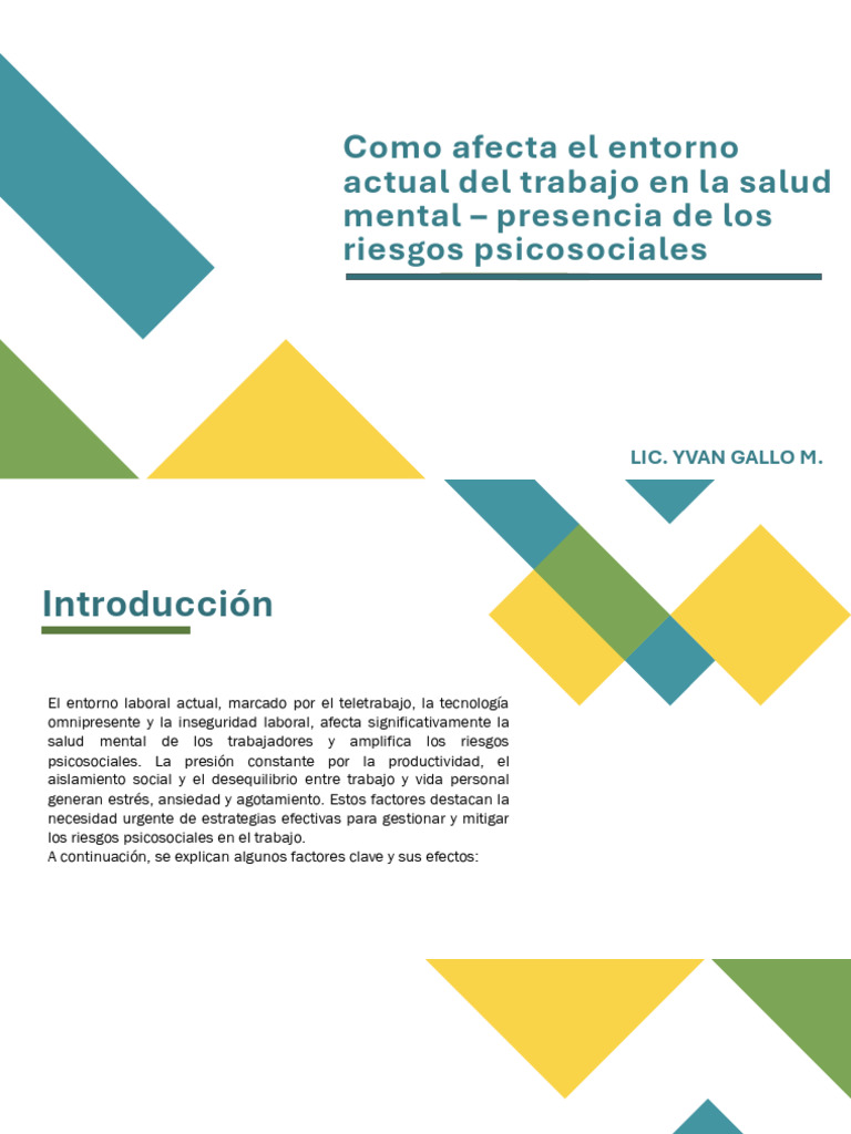 Como Afecta El Entorno Del Trabajo en La Salud Mental | PDF | Salud ...