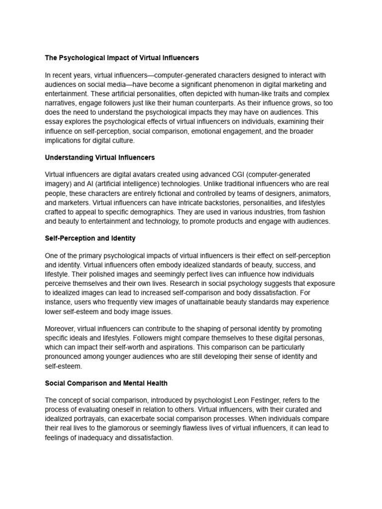 The Psychological Impact of Virtual Influencers | PDF