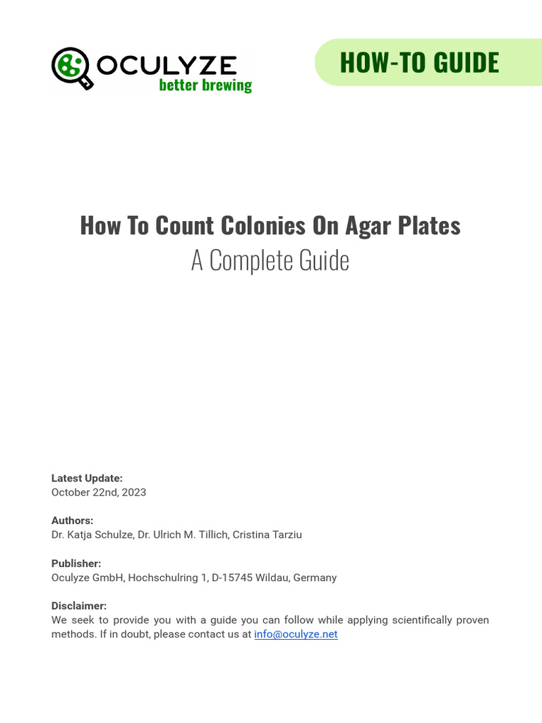 Counting Bacterial Colonies on Agar Plates | PDF | Colony Forming Unit