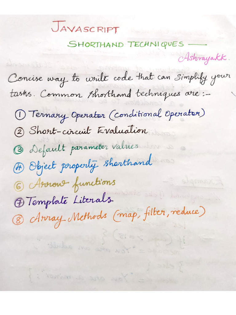 Hand Written Notes - Js Shorthand Techniques | PDF