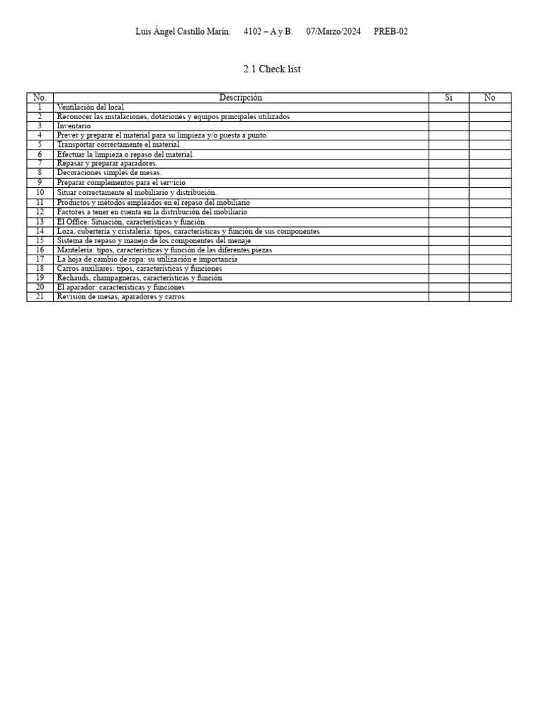 Check List | PDF