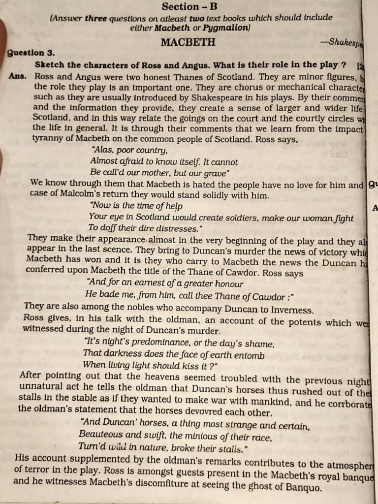 Macbeth... Q&a For Both Class 11 and 12 | PDF