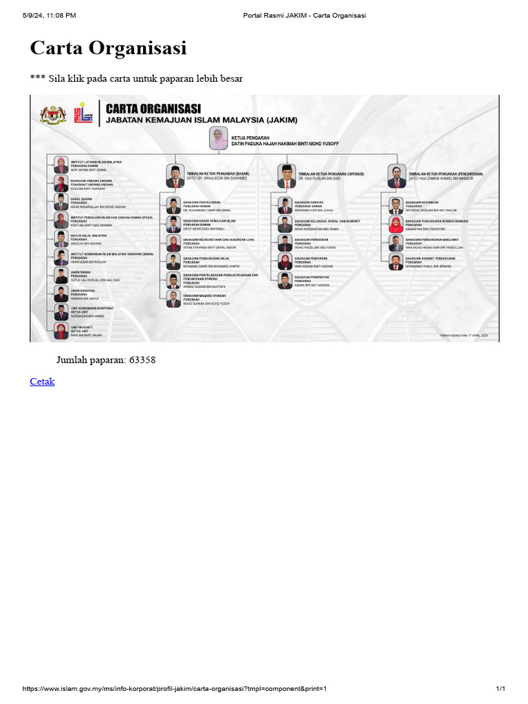 Portal Rasmi JAKIM - Carta Organisasi | PDF