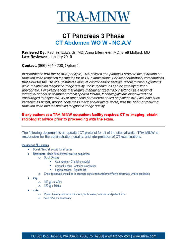 Body CT - Pancreas 3 Phase | PDF