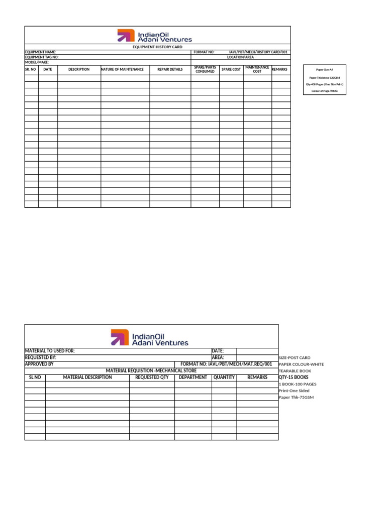 History Card Format | PDF