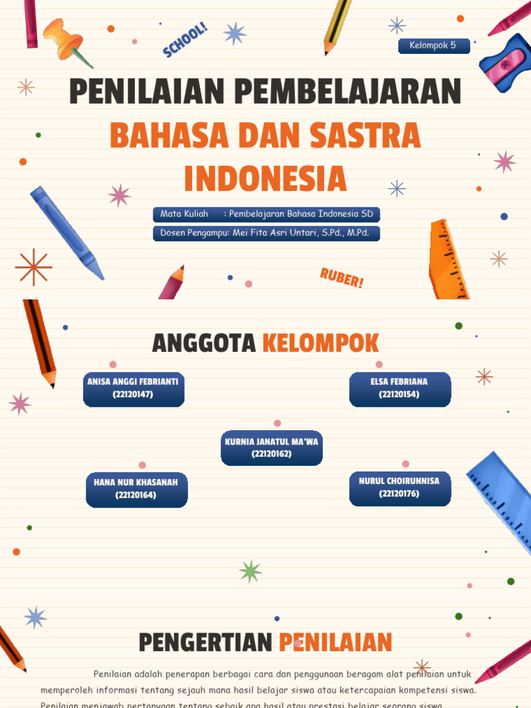 KEL 5 - Penilaian Pembelajaran Bahasa Dan Sastra Indonesia | PDF