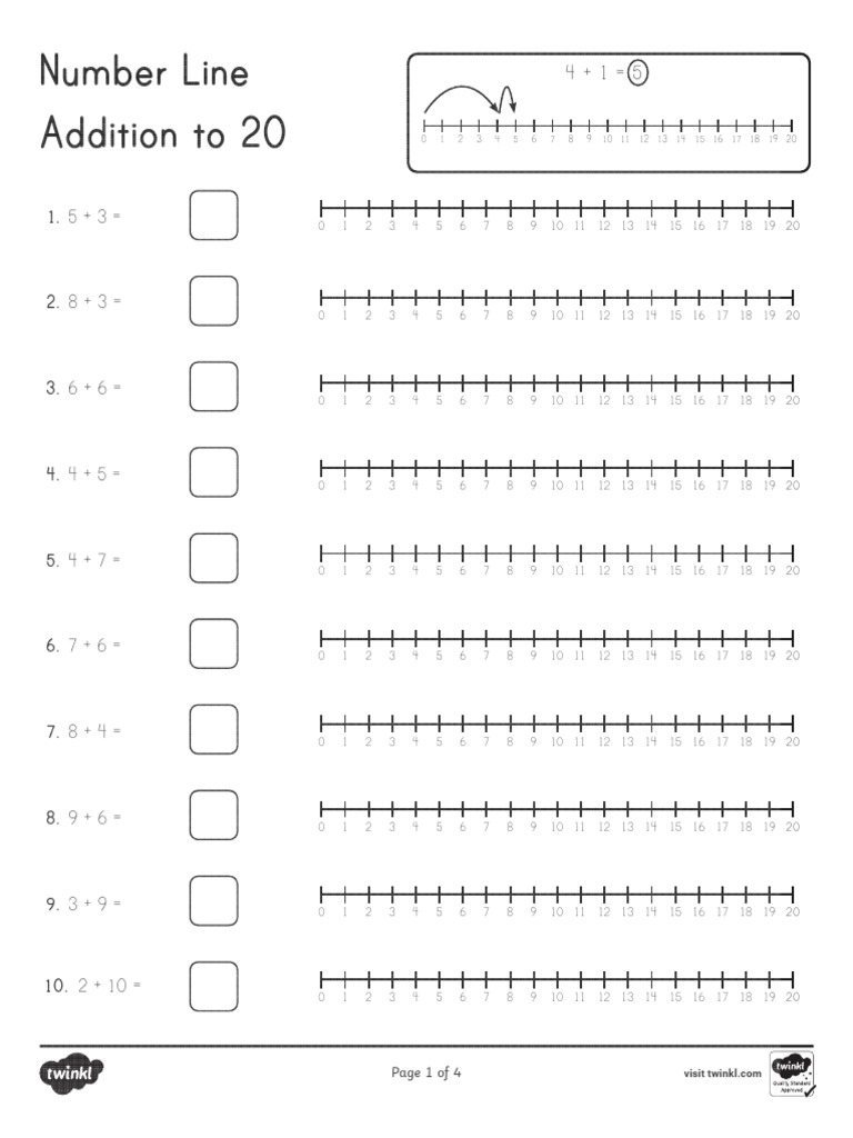 Us M 2548604 Number Line Addition To 20 Activity Sheets - Ver - 6 | PDF