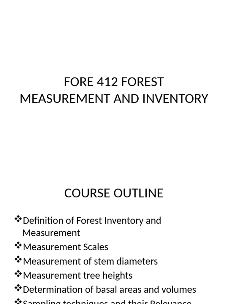 FOREST INVENTORY AND MEASUREMENT Latest | PDF