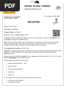 Nirob Hossain Australian Job Offer
