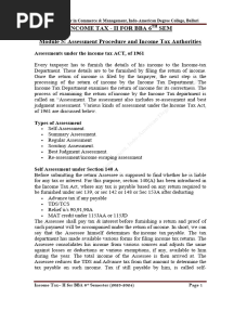 Module 5 Assessment Procedure and Income Tax Authorities