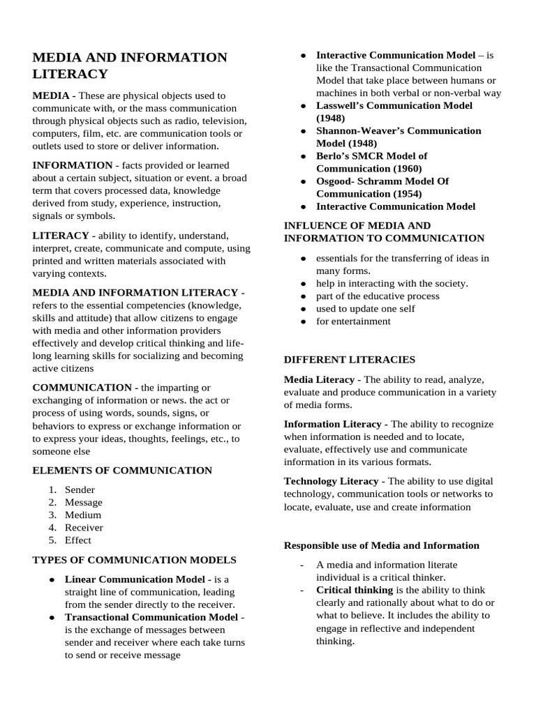 Media and Information Literacy | PDF | Mass Media | Communication