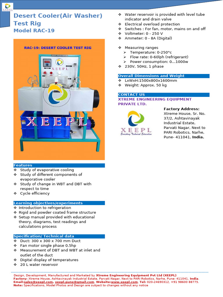Desert Cooler Test Rig Overview | PDF | Manufactured Goods | Home Appliance