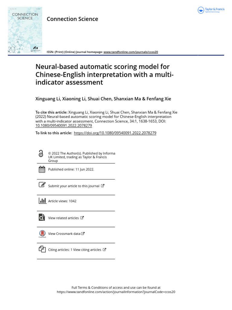 Neural Based Automatic Scoring Model For Chinese English Interpretation