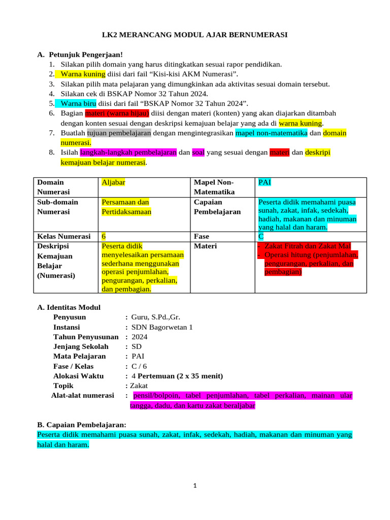 LK1 Merancang Modul Ajar Aljabar-CONTOH | PDF
