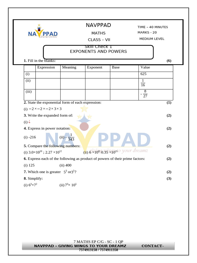 7 Maths Ep CG - SC - 1 QP | PDF
