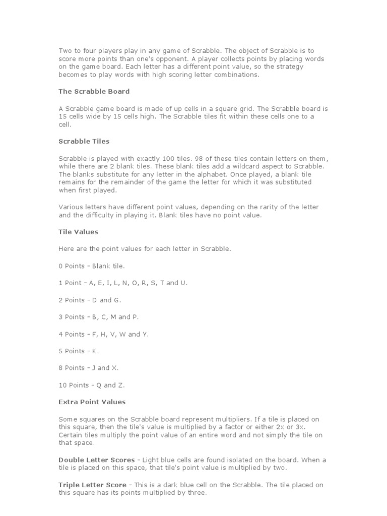 Scrabble Rules Gaming Linguistics