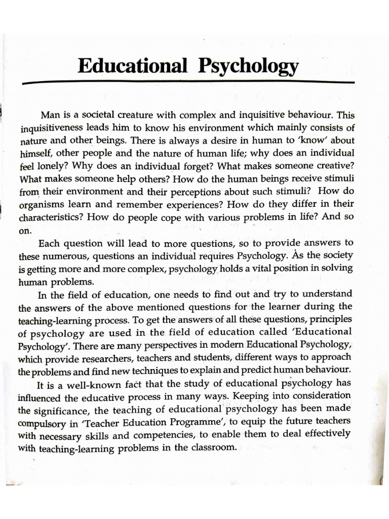 Psychological Perspective of Education | PDF