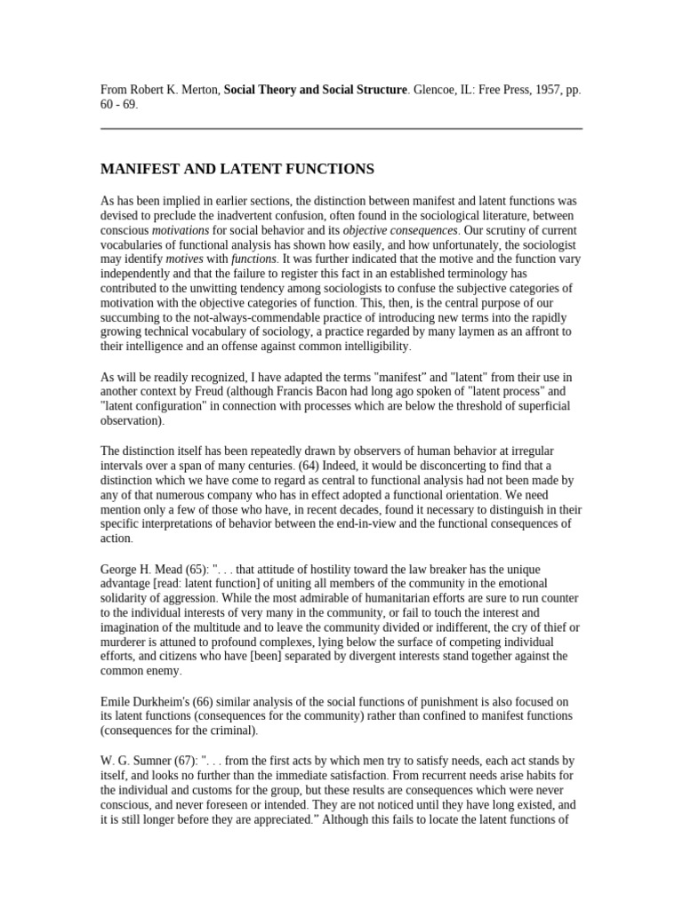 Manifest and latent functions pdf