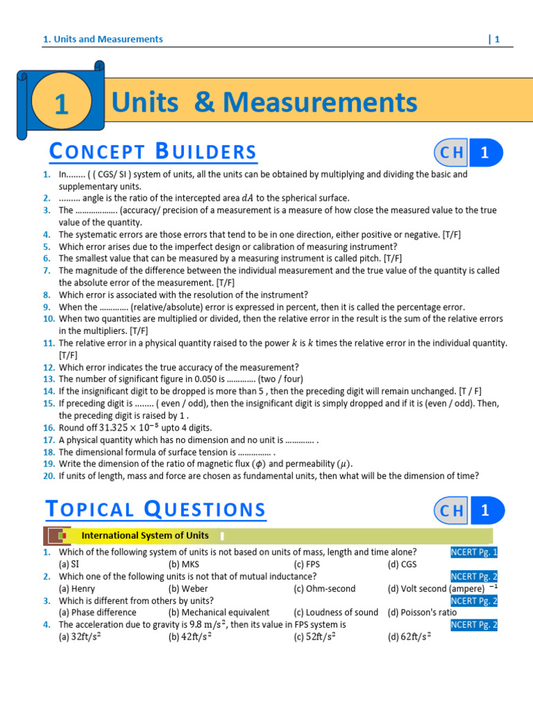 Units and Measuremens-1 | PDF