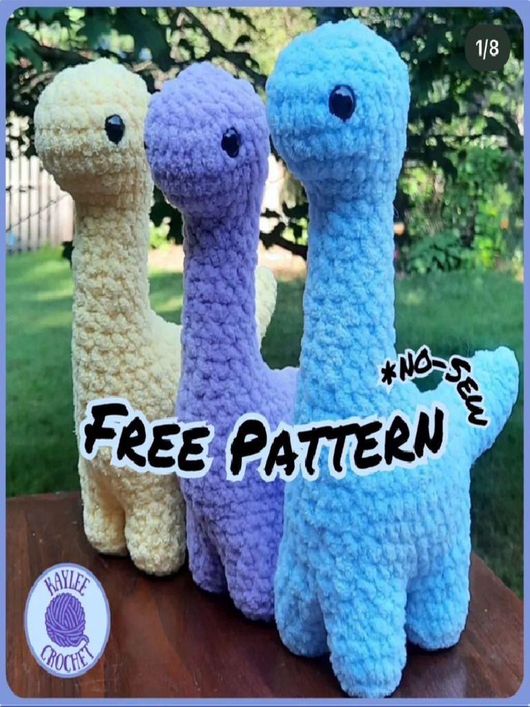 No sew dino amigurumi free pattern PDF