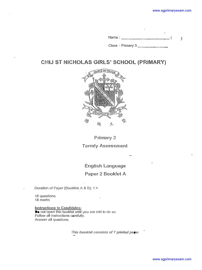 2023-P3-English-Weighted Assessment-St Nicholas | PDF