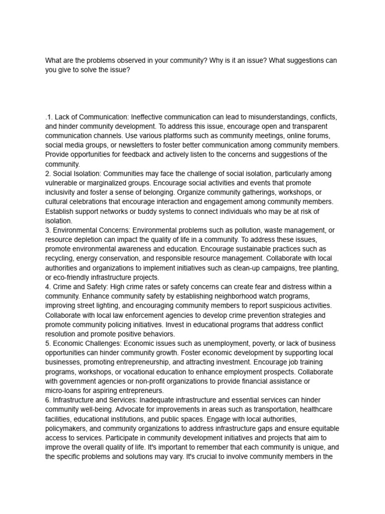 Issues Problems in The Community | PDF