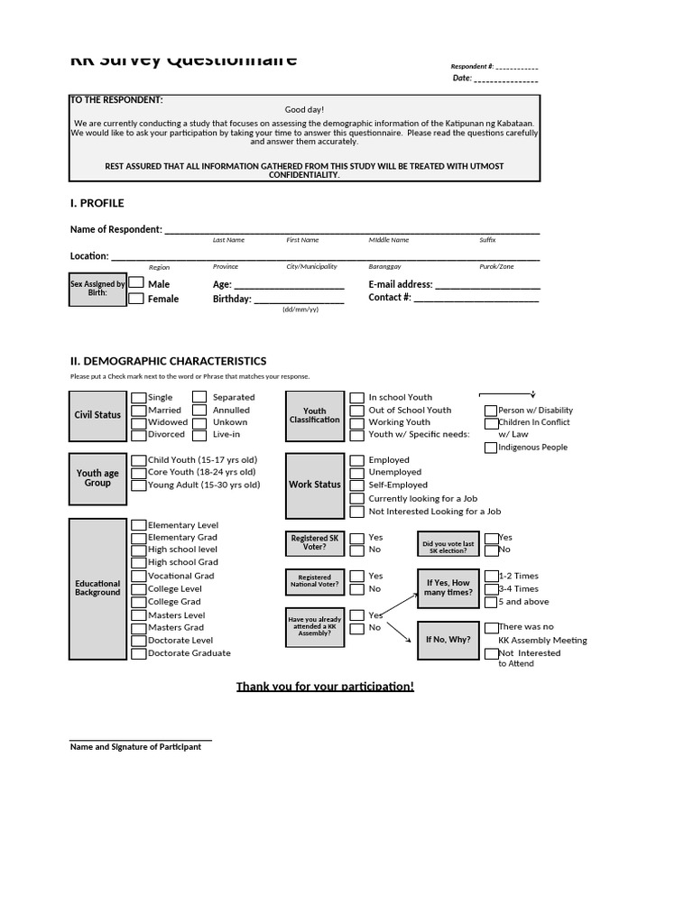 Katipunan ng Kabataan Survey Form | PDF