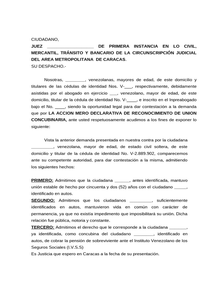 Modelo Contestacion Accion Mero Declarativa | PDF