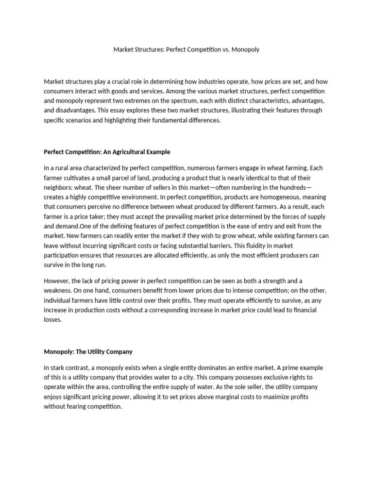 Market Structur-WPS Office | PDF | Perfect Competition | Monopoly