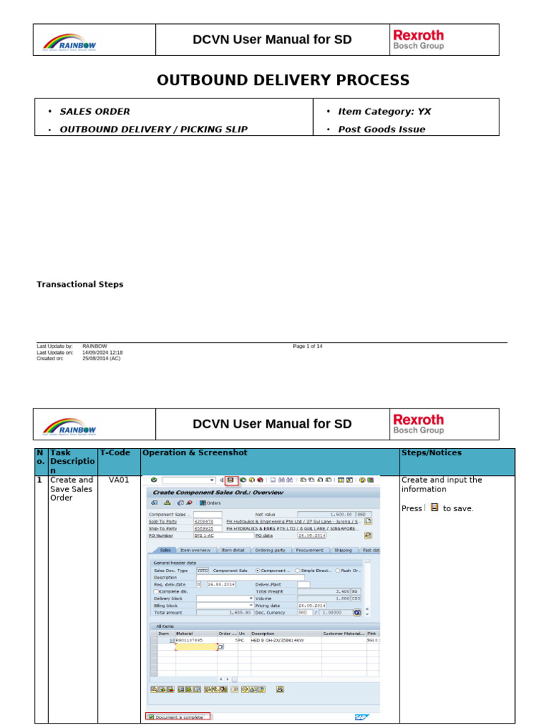 LE06 End User Manual Outbound Delivery Process - VL01N - VL01NO - VL10C ...