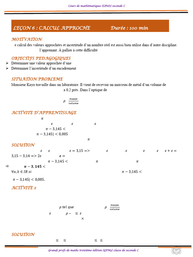 Calcul des Valeurs Approchées en Maths | PDF