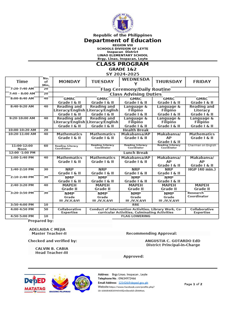 Adelaida - CLASS PROGRAM TEMPLATE UNIFIED FOR QMS 1ADE | PDF