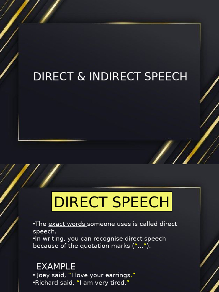 Direct & Indirect Speech Class VIII | PDF