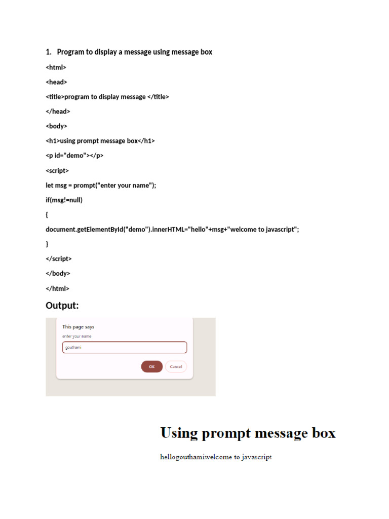Javascript Programs 1-10 | PDF