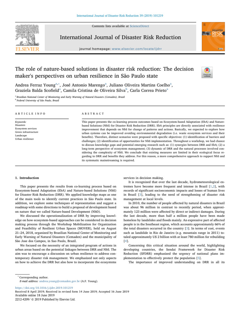 The Role of Nature-Based Solutions in Disaster Risk Reduction - The ...