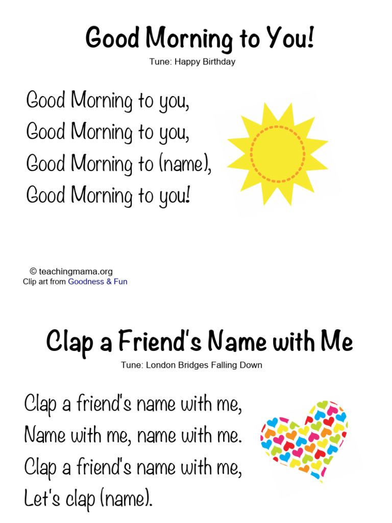 Preschool-Songs-to-Start-the-Day | PDF