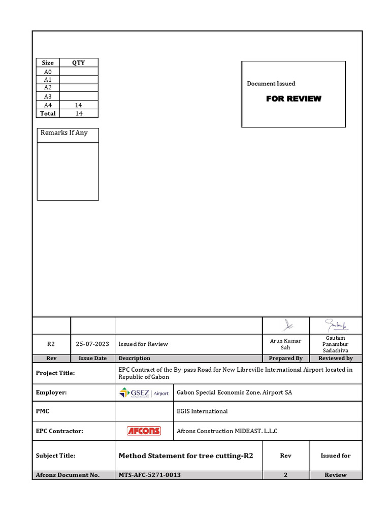 Submission of Method Statement For Tree Cutting-R2 | PDF