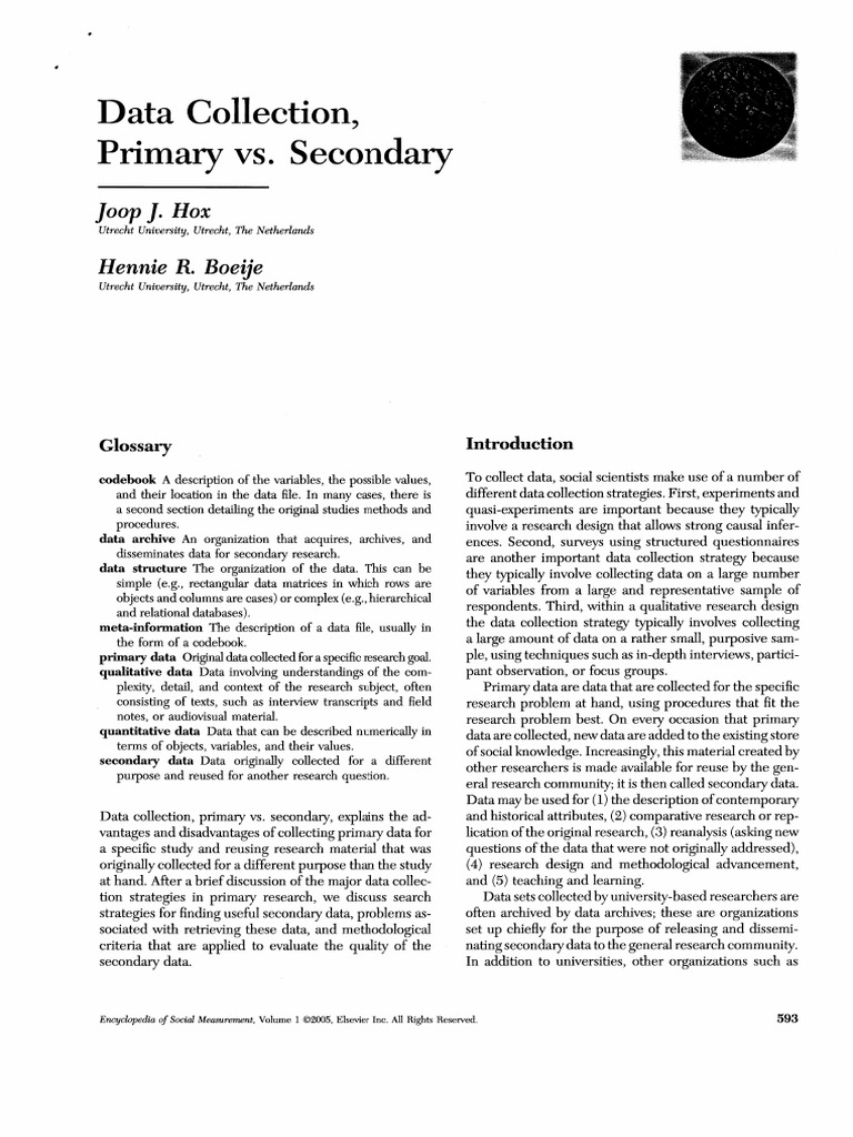Data Collection Primary Versus Secondary Pdf