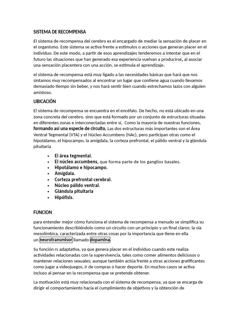 Sistema de Recompensa | PDF