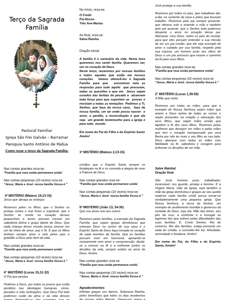 Terço Da Sagrada Família | PDF | Oração | Rosário