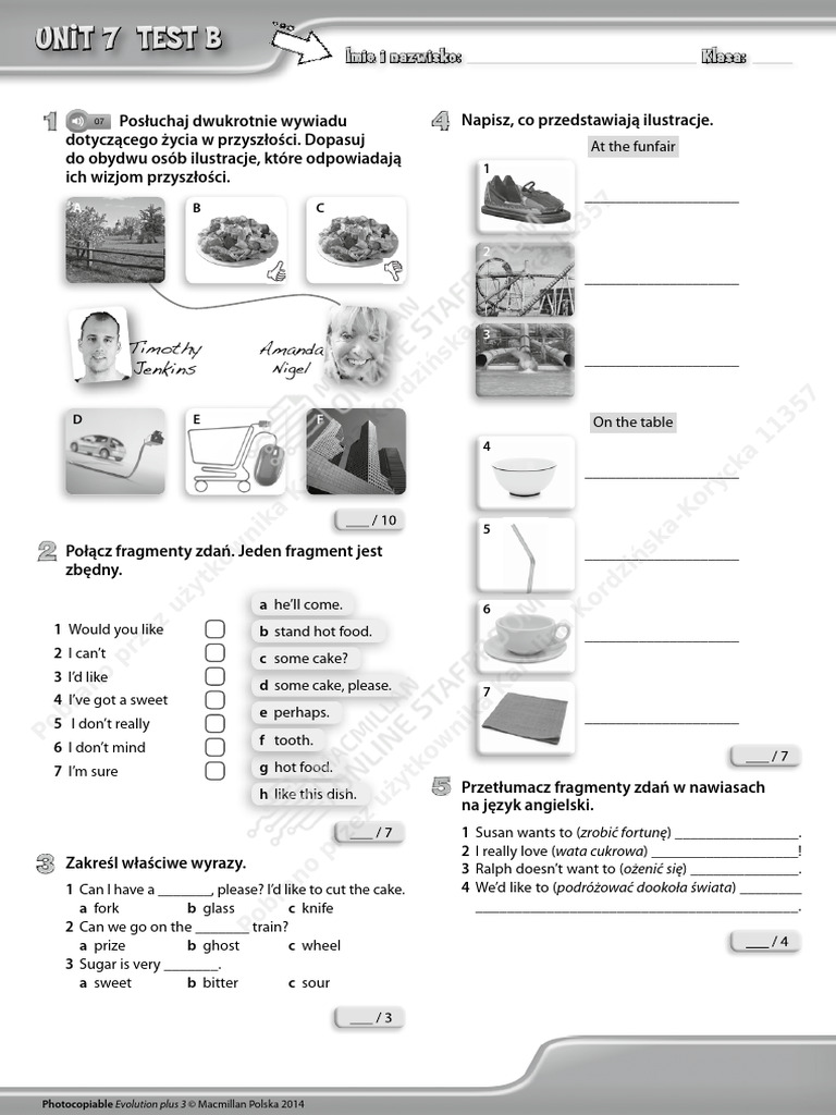 Patryk Kozak - Evolution Plus 3 Unit 7 Test B | PDF
