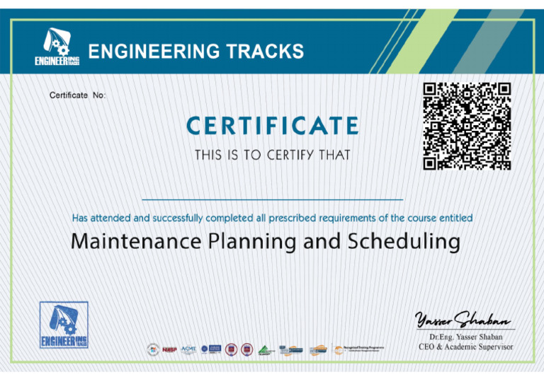Scheduling And Planning Certification